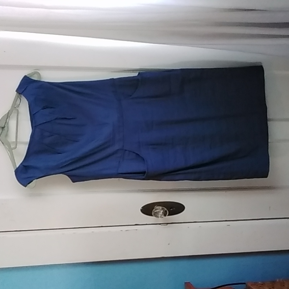 Adrianna Papell blue boat neck dress. Knee length. Size 14.